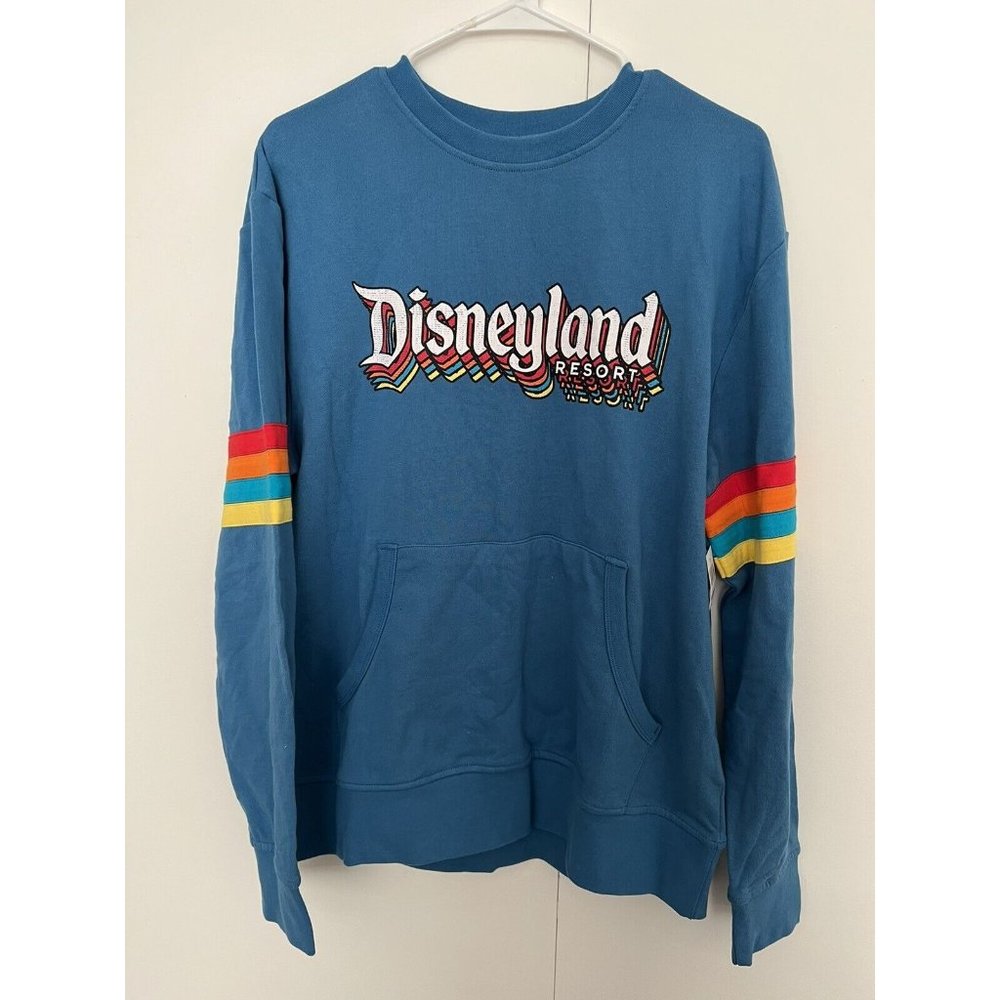 DisneyParks Disneyland Resort Retro Rainbow Blue Med Sweatshirt Pullover S NWT